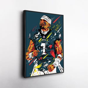 Jalen Hurts Pop Art Canvas Print – Philadelphia Eagles Wall Decor – NFL Gift for Football Fans, Game Room or Man Cave