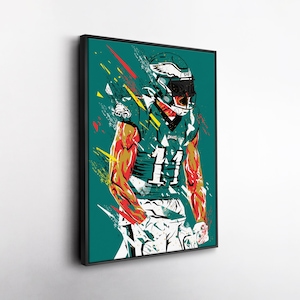 A.J. Brown Pop Art Canvas Print – Philadelphia Eagles Wall Decor – NFL Gift for Football Fans, Game Room or Man Cave