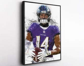 Kyle Hamilton Baltimore Ravens Canvas Print NFL Football Wall Art Framed Poster Man Cave Decor Sports Gift for Ravens Fans