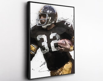 Franco Harris Pittsburgh Steelers Canvas Print NFL Football Wall Art Framed Poster Man Cave Decor Sports Gift for Steelers Fans