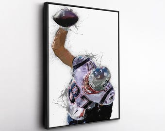 Rob Gronkowski New England Patriots Canvas Print NFL Football Wall Art Framed Poster Man Cave Decor Sports Gift for Patriots Fans