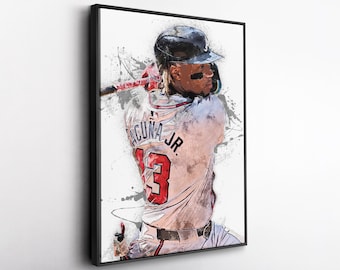 Ronald Acuña Jr. Atlanta Braves Canvas Print MLB Baseball Wall Art Framed Poster Man Cave Decor Sports Gift for Braves Fans