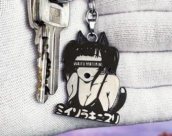 Llavero de waifu de anime: accesorio JDM de acero inoxidable duradero para fans del anime y entusiastas de los coches.