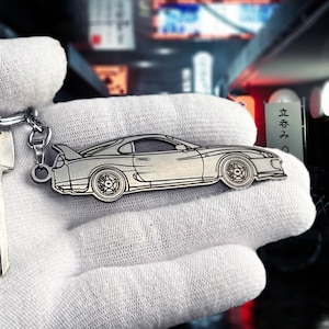 Supra keychain - premium stainless steel jdm accessory for car enthusiasts & toyota fans