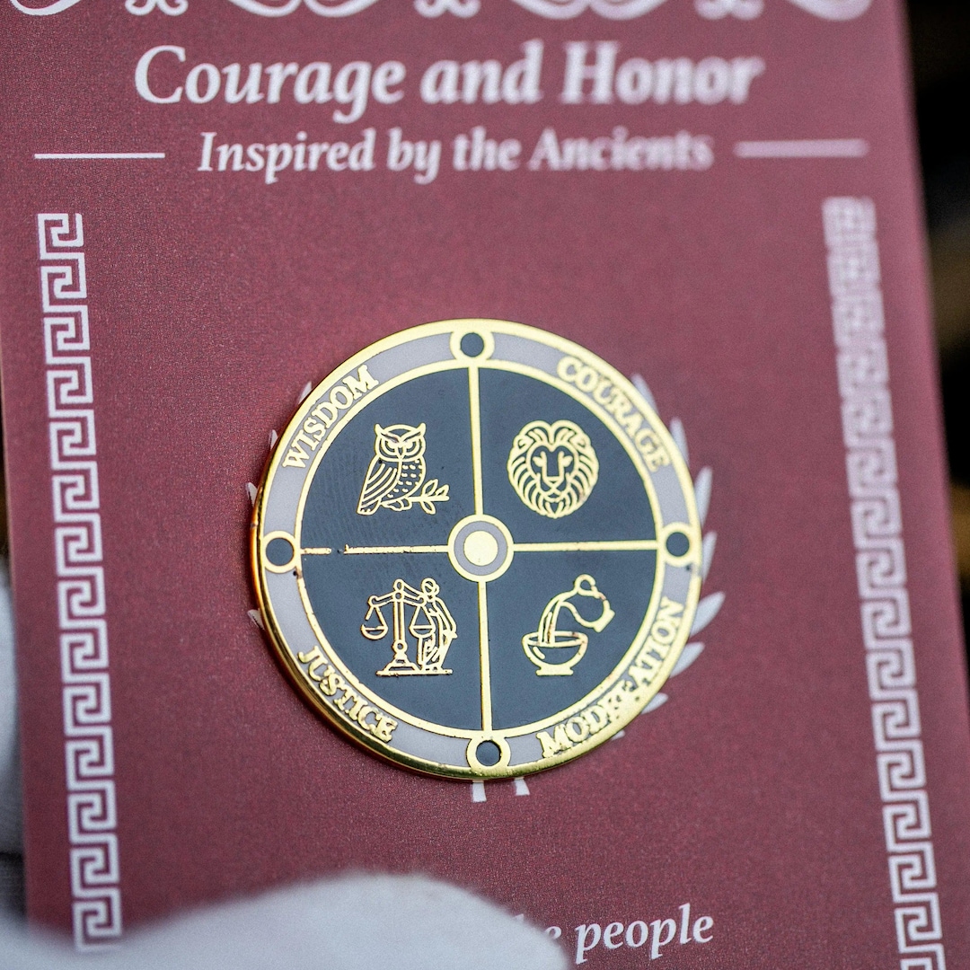 Four Stoic Virtues Enamel Pin Cardinal Virtues Symbol Etsy 