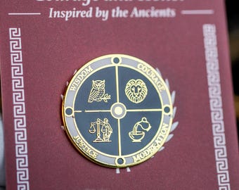 Vier stoische Tugenden Emaille Pin – Kardinaltugenden Symbol