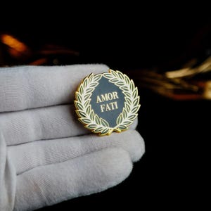 Roman enamel pin – amor fati – stoic laurel wreath image 4