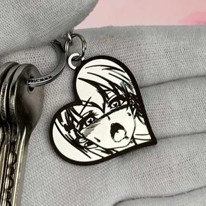 Ahegao-nyckelring i rostfritt stål - premium JDM-tillbehör för animefans och bilentusiaster - snygg presentidé