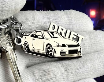 Llavero Skyline Drift: accesorio JDM premium de acero inoxidable para entusiastas de los autos y fanáticos del drift.
