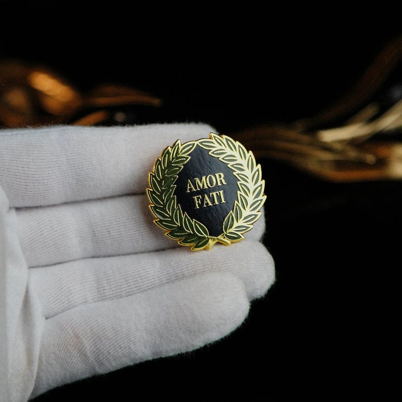 Roman enamel pin – amor fati – stoic laurel wreath image 5