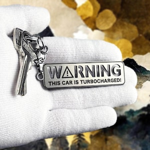 Warning turbocharged keychain - premium stainless steel jdm accessory for car enthusiasts