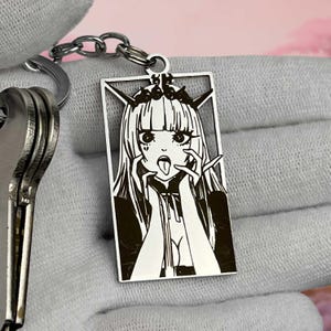 Ahegao girl keychain - stainless steel jdm accessory for anime fans & car enthusiasts - bold and unique gift