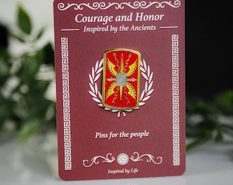 Pin esmaltado con escudo legionario romano – escudo con rayos