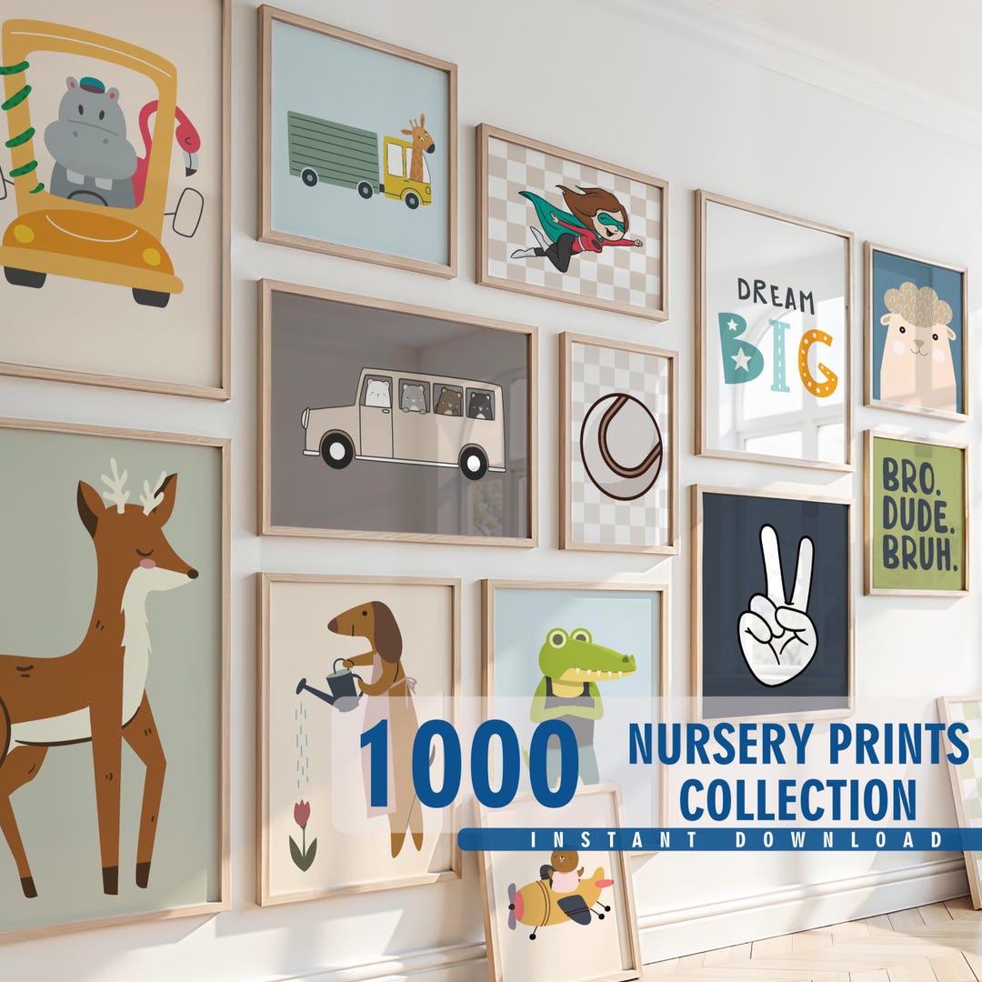 Printable Nursery Wall Art Bundle, 1000 Baby Room Decor Prints, Soft ...