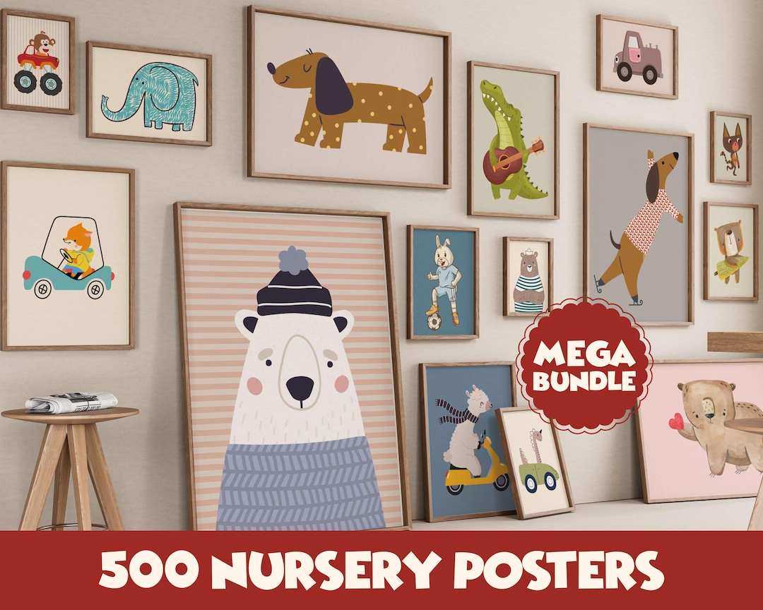 500 Nursery Posters MEGA BUNDLE, Neutral Baby Room Wall Art Prints ...