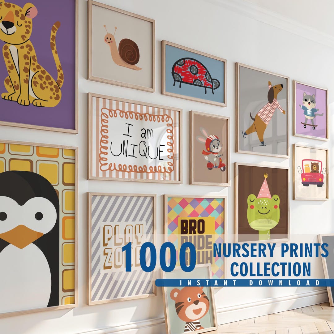 Printable Nursery Wall Art Bundle, 1000 Baby Room Decor Prints, Soft ...