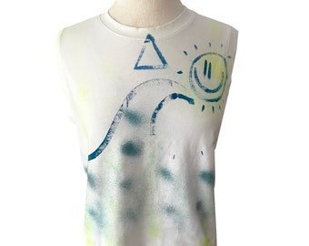 Wave and Sun Muscle Tee / ONE OF A KIND! / L