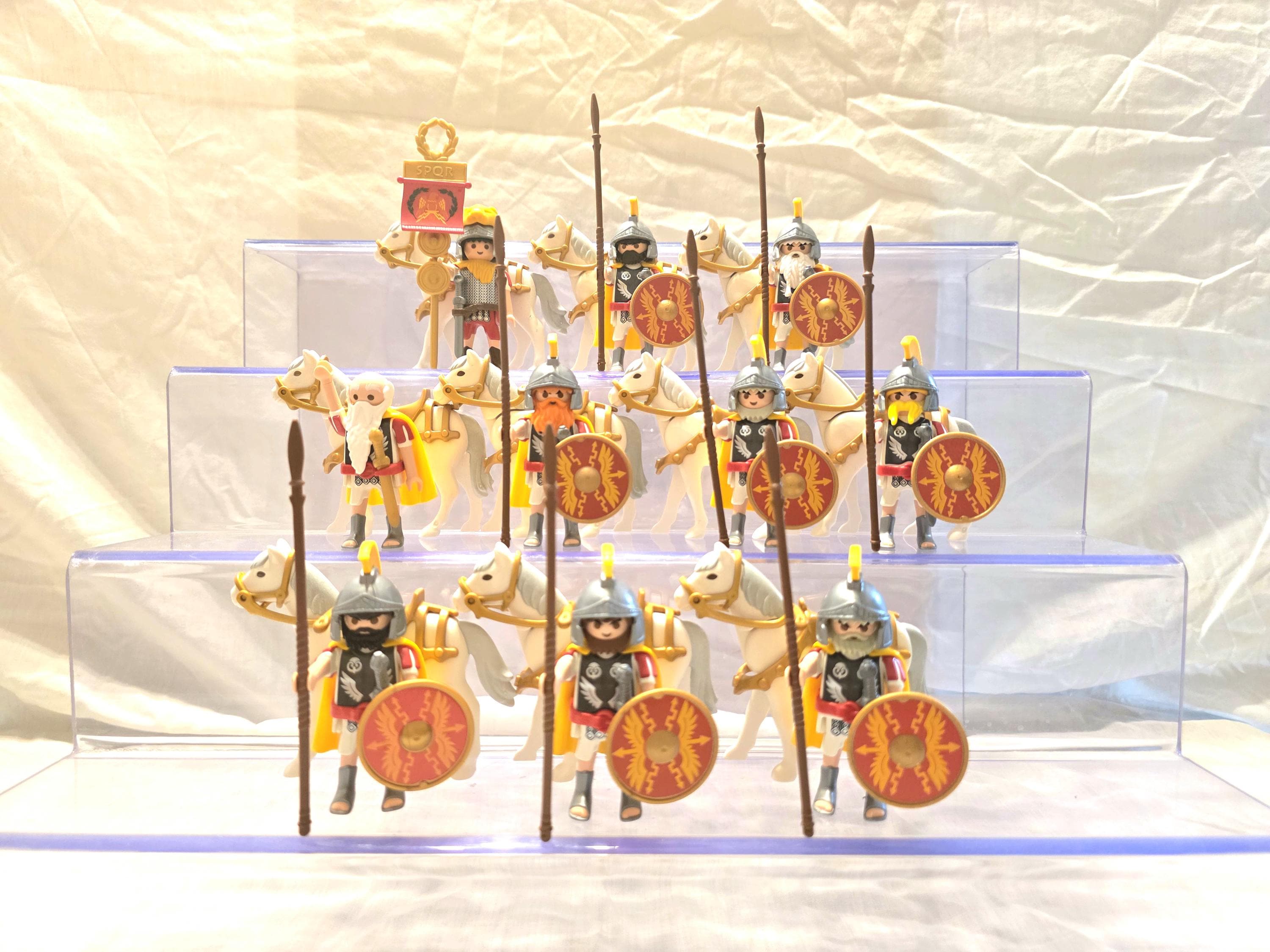 3 Scudi Blu Playmobil - Cavaliere, Nano E Romano - Ottime Condizioni