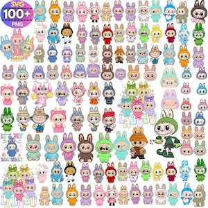Kawaii Häschen Clipart | 100+ Cartoon Tier SVG PNG (Digitale Aufkleber)