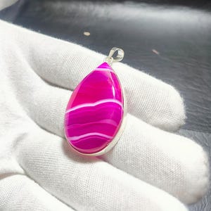 Pink agate Pendant, 925 Sterling Silver Necklace, Handmade Jewelry, Natural Gemstone Pendant, Gemstone Pendant, Perfect Gift for Her or Mom.