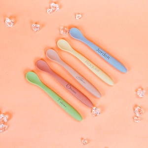 Personalized Silicone Baby Spoon, Custom Baby Shower Gift, Unisex Training Spoon, Baby Cutlery for Boys & Girls