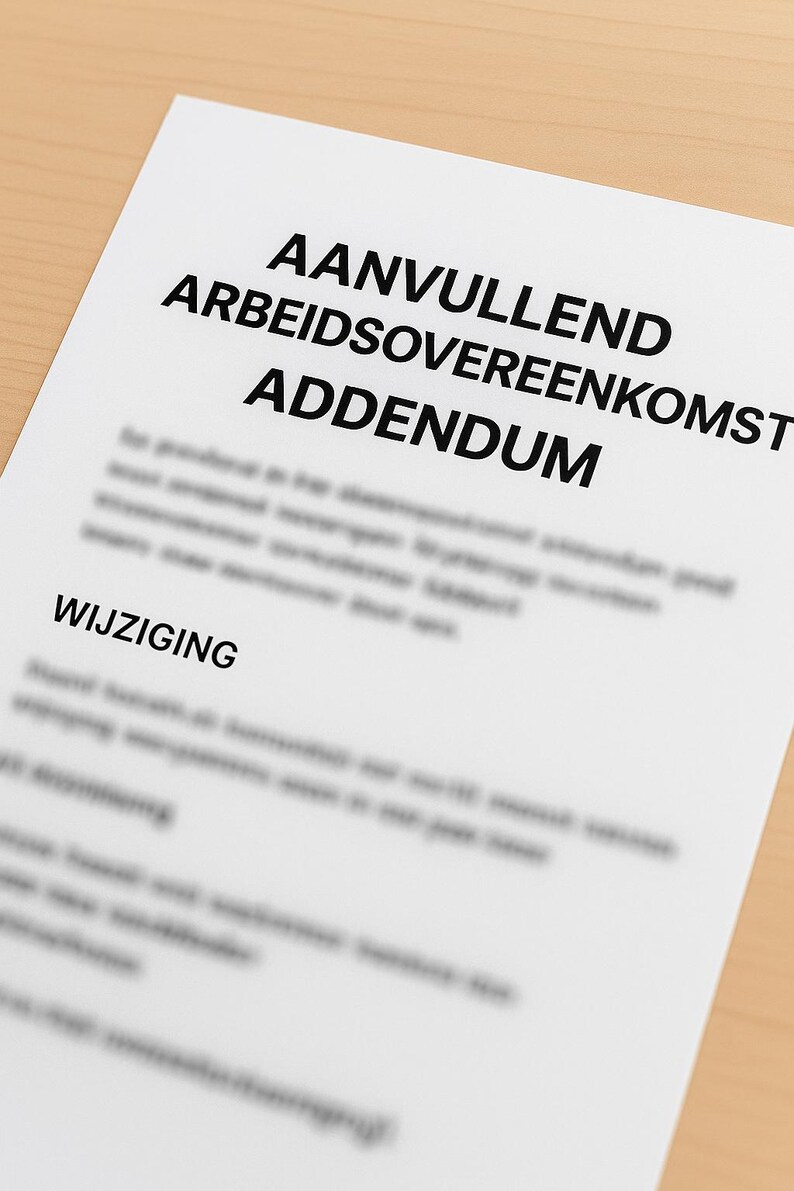HR Addendum Employment Contract | Dutch Template | Hrdocumentennl Word ...