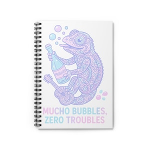 Colorful Chameleon Spiral Notebook | Mucho Bubbles, Zero Troubles | Cute Journal for Kids, Fun Gifts, Party Supplies, Bright Decor