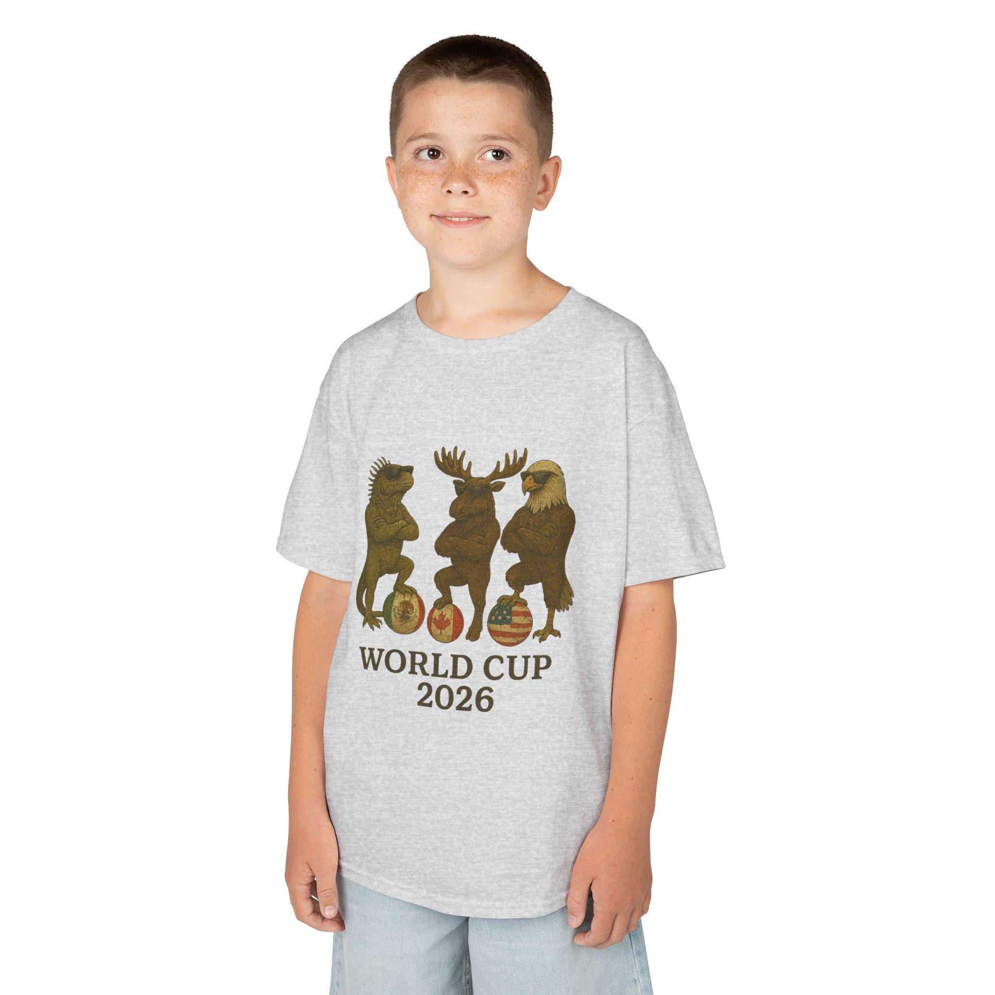 ワールドカップ2026 キッズコットンTシャツ：楽しいスポーツシャツ
