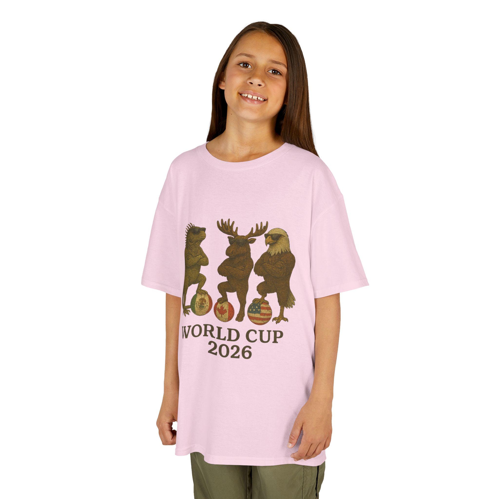 ワールドカップ2026 キッズコットンTシャツ：楽しいスポーツシャツ
