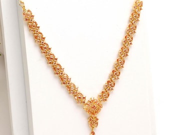 Parure con collana di zaffiri gialli, placcata oro 22 carati