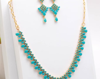 22K Gold Plated Turquoise Necklace Set
