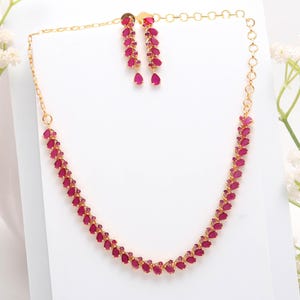 Ruby Necklace Set: Handmade, 22K Gold Plated