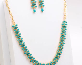 Turquoise Necklace Set | Handcrafted 22K Gold Plated