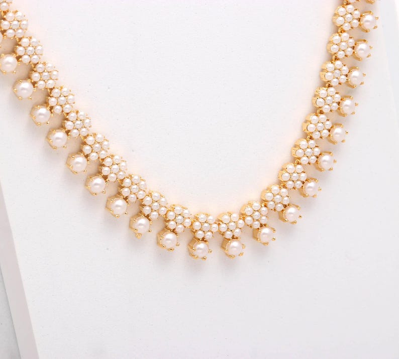 Pearl Necklace Set : 22K Gold Plated image 1