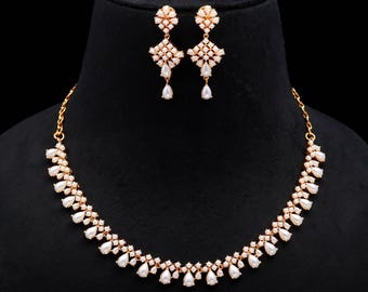 Pearl Necklace Set, 22K Gold Plated Statement Jewelry