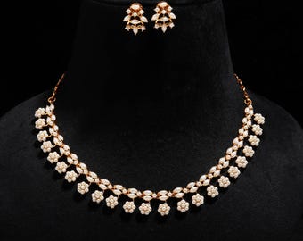 Pearl Necklace Set, 22K Gold Plated