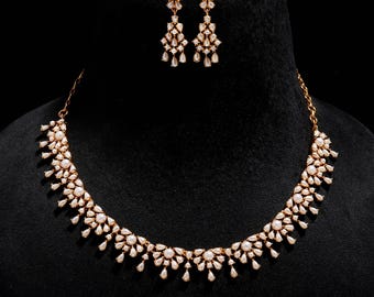 Pearl Necklace Set, Handmade 22K Gold Plated