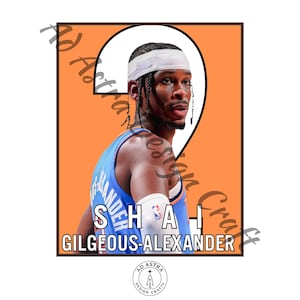 Shai Gilgeous-Alexander Poster | OKC Thunder Basketball Wall Art | Digital NBA Print | Basketball Poster | Sport Wall Art | Instant Download