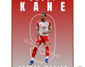 Póster de Harry Kane del Bayern: Arte mural imprimible de fútbol (descarga digital)