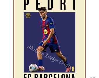 Poster Pedri Barcelona : football imprimable (téléchargement numérique)