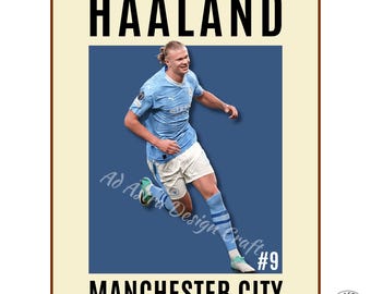 Erling Haaland Soccer Poster: Man City Printable(Digital Download)