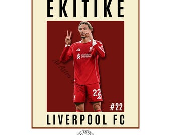 Plakat Hugo Ekitike Liverpool: Piłkarska sztuka ścienna (do pobrania cyfrowego, 4 rozmiary)