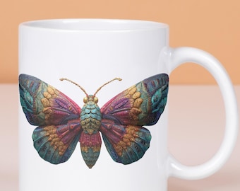 3D Butterfly Mug Wrap: Colorful Sublimation Design (11oz Mug) (PNG Digital Download)