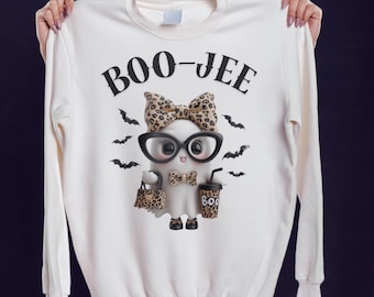 Boo-Jee Ghost PNG File | Boujee Sublimation Design | Cute Spooky Season Clipart | Leopard Print Ghost T-Shirt Hoodie