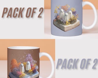 Ghost Mug Wrap PNG Cute Spooky Mug Design  11oz & 15oz Sublimation Wrap Digital Download Coffee Cup Design
