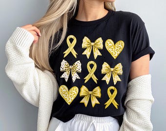 Gold Ribbon & Leopard Heart PNG, Childhood Cancer Awareness Bow Pattern Sublimation Design, Digital Download