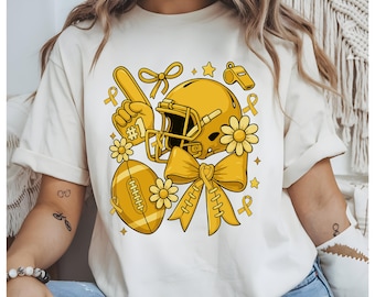 Cinta dorada de concientización sobre el fútbol, lazo de apoyo contra el cáncer infantil, camiseta deportiva sublimada, descarga digital