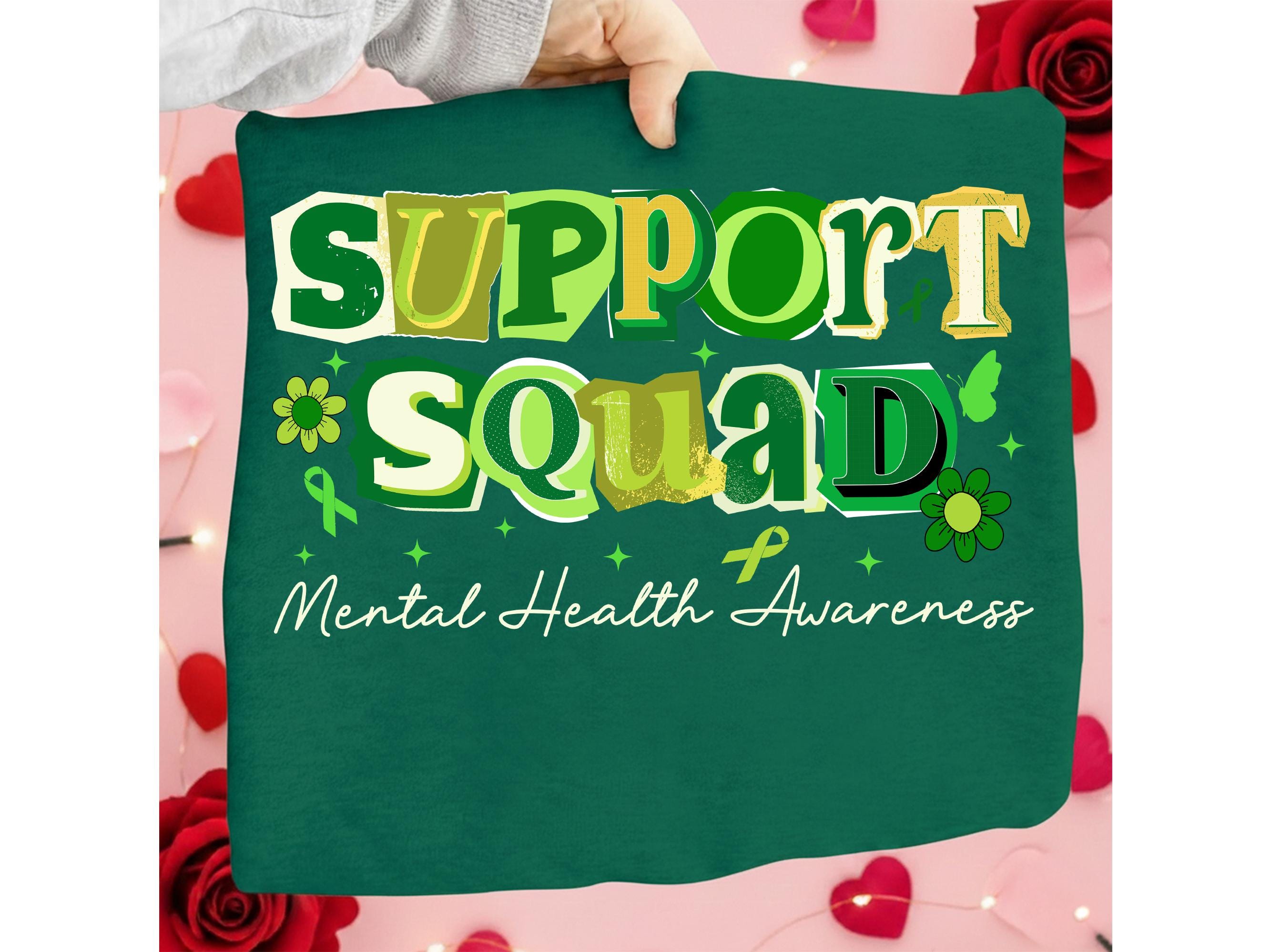 Mental Health Awareness PNG, Support Squad PNG, Green Ribbon, Mental ...