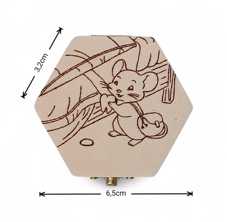Pyrography Mice Personalized Wooden Baby Tooth Box - Hand-painted Pyrography Mouse ...