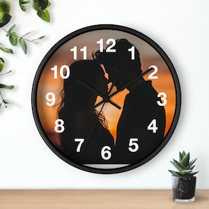 Romantic Couple Wall Clock, Home Decor Gift, Couple&#39;s Anniversary, Wedding Gift, Love Decor